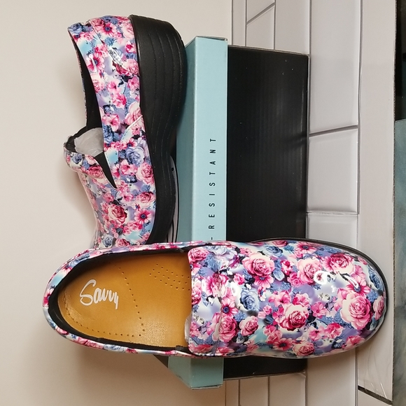 Savvy Shoes - Katy Slip Resistant Nursing Clog by Savvy, Women's, Color: Rosette